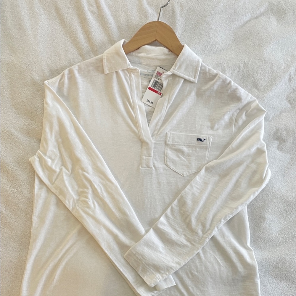 Vineyard Vines Women’s White Popover Slub Polo Shirt